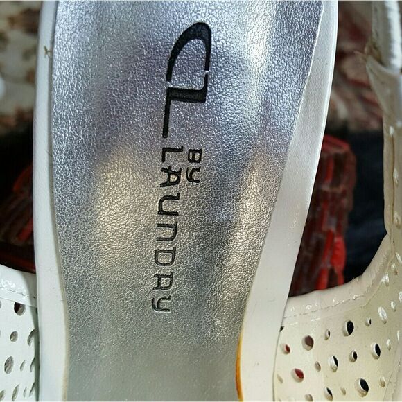 White Perforated Platform Sandals - Picture 3 of 5